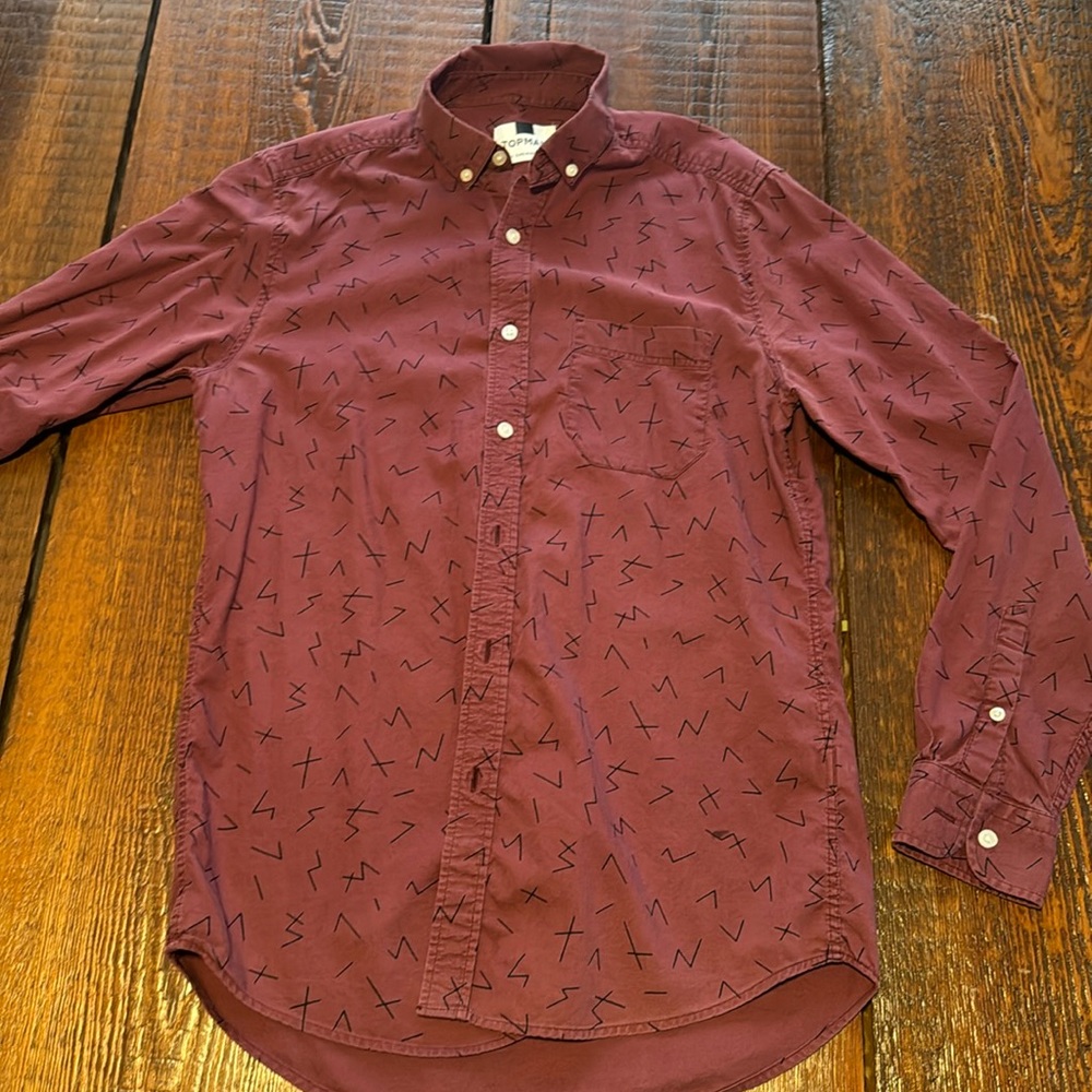 Maroon Abstract Collard Shirt